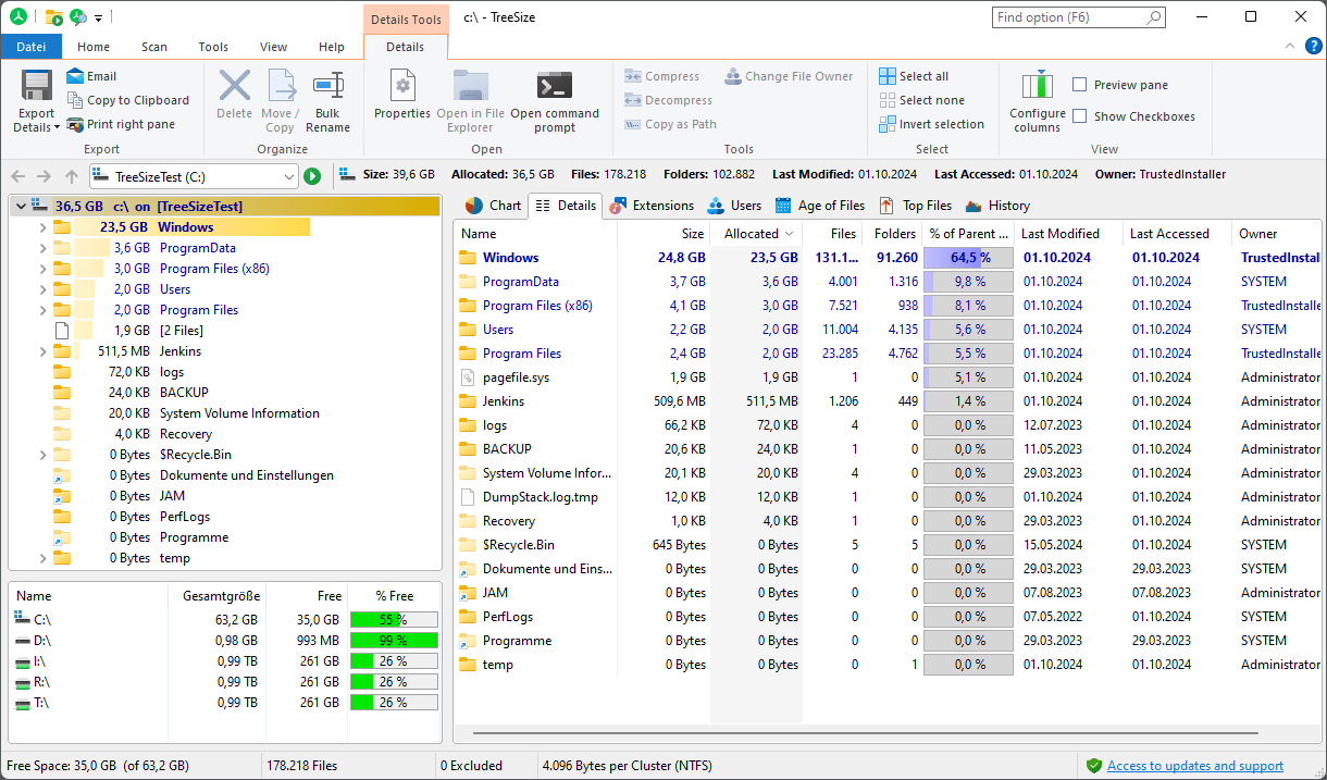 file size tree